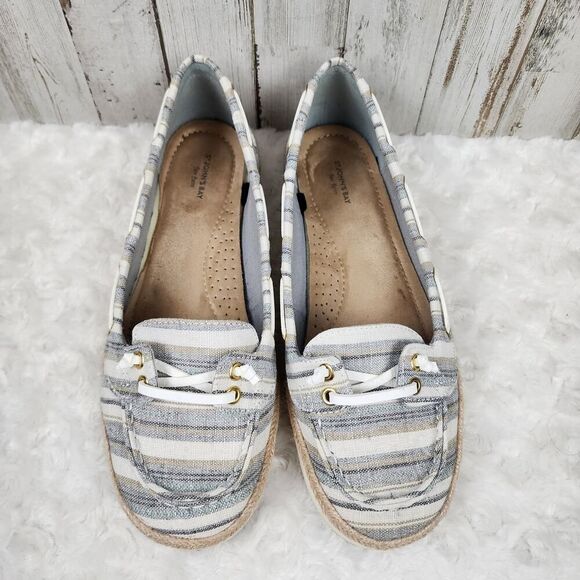 St. John's Bay Payne Flex Form Striped Flats Blue White Size 9 - Picture 10 of 10